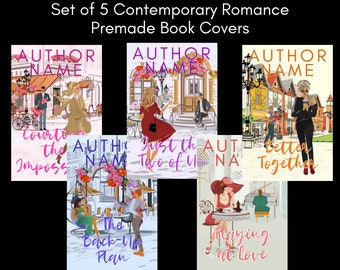 Premade Illustrated Contemporary Romance eBook Cover Set of 5