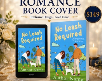 Premade Romance Book Cover | Dog Lover Rom-Com Cover | Illustrated Contemporary Romance eBook Cover | Self-Publishing Design Indie Authors