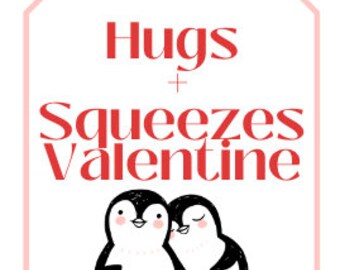 Hugs and Squeezes Valentine Printable Valentines Tag Class Treat Hugs and Squeezes Valentine Printable Valentines Tag Class Treat