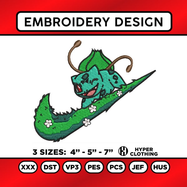 Nature Bulbasaur Embroidery Design, Digital File, Instant Download!