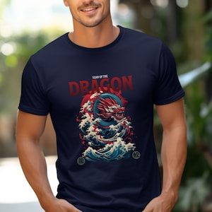 Dragon T-shirt for Boyfriend, Mens Tshirt, 2024 Year of the Dragon Shirt for Men, Perfect Gift Idea For Men image 1