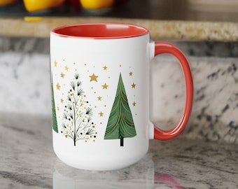 Christmas tree Mug Coffee Mug 15oz, Christmas secret Santa goody stocking gift, hot chocolate cup