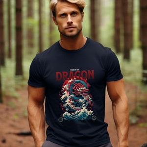 T-shirt dragon pour petit ami, t-shirt pour homme, chemise 2024 année du dragon pour homme, idée cadeau parfaite pour homme image 2