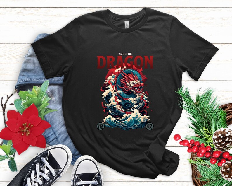 T-shirt dragon pour petit ami, t-shirt pour homme, chemise 2024 année du dragon pour homme, idée cadeau parfaite pour homme image 5