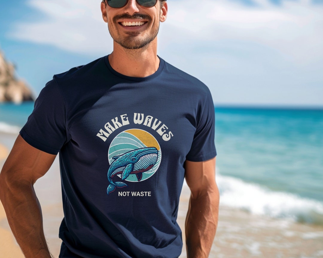Retro Save the Ocean Whale Shirt, Make Waves Not Waste Softstyle Tshirt ...