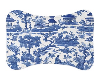 Blue and White Chinoiserie | Dog Food Mat | Cat Food Mat | Pet Food Mat | Non Slip Dog Mat | White Elephant Gift| Grand Millennial |preppy