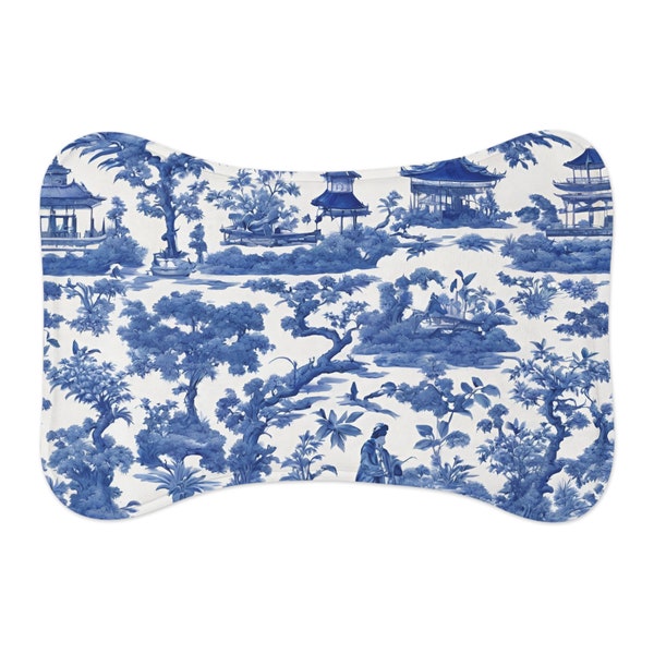 Blue and White Chinoiserie | Dog Food Mat | Cat Food Mat | Pet Food Mat | Non Slip Dog Mat | White Elephant Gift| Grand Millennial |preppy