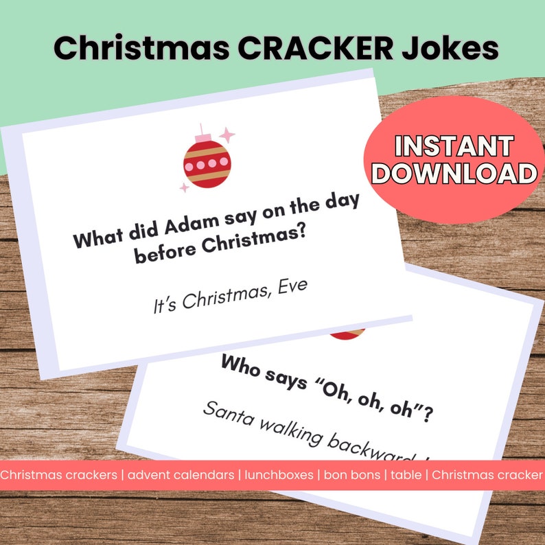 Printable Funny Christmas Cracker Jokes Christmas Etsy Australia