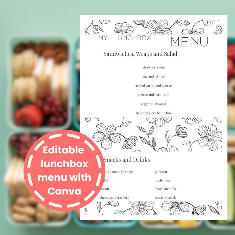 Editable Lunchbox Menu & Order Form Template (canva) - Etsy