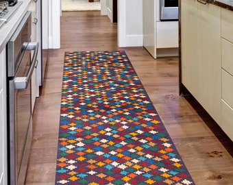 2x10 Navy Blue Oushak Runner Rug, 2x10 Oushak Runner, 2x10 Rug, Handmade Wool Turkey, 2x10 Runner Rug, Geometric Style, Rug For Hallway