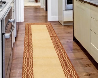 2x8 Cream Copper Vintage Runner Rug 2x8 Vintage Runner 2x8 Rug Narrow Handmade Wool Distressed Shabby Chic Vintage Runner 2x8 Rug For Entry
