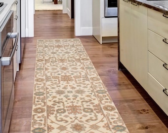 3x12 Brown Beige Vintage Runner Rug 3x12 Vintage Runner Handmade Wool Aesthetic 3x12 Rug Rustic Retro Style Beige Runner Rugs For Entry
