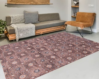 9x12 Rug, 9x12 Area Rug, 9x12 Brown Blue Soft Oushak Rug, Oversize Vintage Rug, Large Area Rug, Aesthetic Handmade Vintage, Oushak Rug 9x12