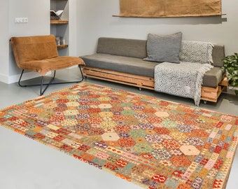 8x11 Area Rug, 8x12 Oversize Retro Jute Kilim Rug, Oversize Kilim Rug, Large Area Rug, 8x11 Rug, Wool Handmade Jute Kilim, Rustic Home Deco