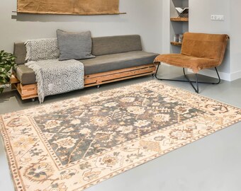 8x10 Oushak Rug- 8x10 Soft Pastel Oushak Rug- 8x10 Oversize Oushak Rug- Large Area Rug- Handmade Wool Oushak Rug- 8x10 Rugs- Rug For Bedroom