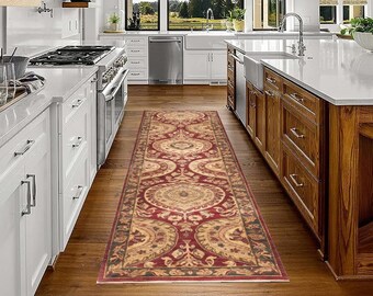 3x12 Vintage Runner- 3x12 Dark Red Thick Vintage Runner Rug- Long Handmade Wool Rug- 3x12 Turkish Runner- Rug For Hallway, Rugged Rugs 60s