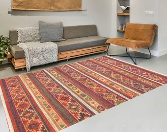 9x12 Kilim Rug, 9x12 Purple & Beige Kilim Rug, 9x12 Oversize Kilim Rug, Large Area Rug, Wool Hand Woven Rug, 9x12 Rug, Flatweave Style, Gift