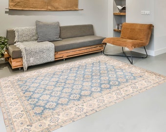 9x12 Area Rug, 9x12 Pastel Vintage, 9x12 Blue & Beige Soft Vintage Rug, Oversize Vintage Rug, Large Area Rug, Handmade Wool Rug, 9x12 Rug