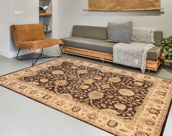 11x15 Area Rug, 11x15 Vintage Rug, 11x15 Dark Brown & Beige Vintage Rug, Oversize Vintage Rug, Large Area Rug, 11x15 Rugs, Vintage Rug 11x15