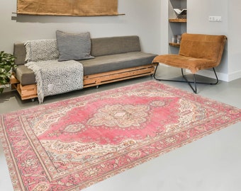 8x10 Area Rug, 9x12 Dark Pink Vintage Rug, Oversize Vintage Rug, Large Area Rug, 8x10 Rug, Retro Handmade Aesthetic, Vintage Rug 8x10, 57s