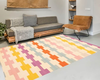 9x12 Area Rug, 9x12 Modern Kilim, 9x12 Turkish Vintage Kilim Rug, Oversized Kilim Rug, Large Area Rug, 9x12 Rugs, Aesthetic Handmade Kilim
