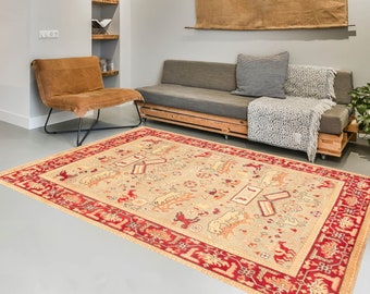 8x12 Area Rug, 8x12 Rug, 8x12 Traditional Oversize Oushak Rug, Oversize Oushak Rug, Large Area Rug, 8x12 Rugs, Red Oushak Rug, Antique 58s
