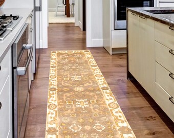 2x10 Oushak Runner Rug- 2x10 Taupe Grey Oushak Runner Rug- 2x10 Rugs- Handmade Wool Oushak Rug- 2x10 Vintage Runner- Rug For Kitchen Hallway