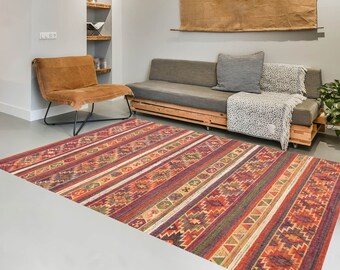 8x10 Area Rug, 8x10 Kilim Rug, 8x10 Dark Magenta Vintage Kilim Rug, Oversize Kilim Rug, Large Area Rug, Wool Hand Woven Kilim, 8x10 Rug, 60s