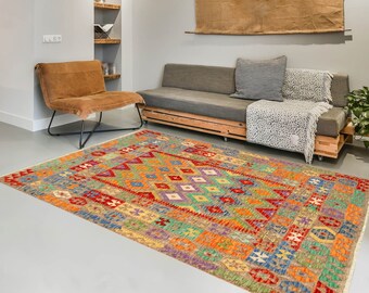 8x9 Wool Jute Kilim Rug, 8x9 Kilim Rug, 8x9 Rug, Handmade Wool Jute Kilim, 8x9 Vintage Kilim Rug, Bohemian Eclectic Style, Vintage Rug 8x9