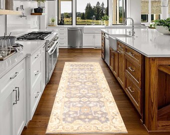 2x8 Oushak Runner, 2x8 Frost Gray Beige Oushak Runner Rug, 2x8 Rugs, Wool Handmade Oushak, Gray Beige Runner Rug, Vintage Runner 2x8, Retro
