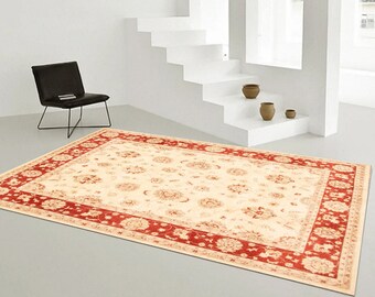 8x10 Area Rug- 8x10 Oushak Rug- 8x10 Red Cream Soft Oushak Rug- 8x10 Oversize Oushak Rug- Large Area Rug- Handmade WoolRug- 8x10 Rugs- 60s
