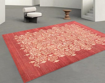 8x10 Area Rug, 8x10 Vintage Rug, 8x10 Red & Pink Vintage Rug, 8x10 Oversize Vintage Rug, Large Area Rug, Handmade Wool Rug, 8x10 Rug, Rugged