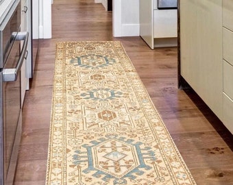 2x8 Oriental Vintage Runner Rug, 2x8 Beige Brown Vintage Runner, 2x8 Rug, Narrow Handmade Wool Rug, 2x8 Runner Rug, 2x8 Turkish Runner, 60s