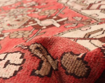 4x7 Beige Brown Oriental Vintage Rug, 4x7 Vintage Rug, 4x7 Rug, Wool Hand Woven Rug, Tribal Style, Vintage Rug 4x7, Rug For The Living Room