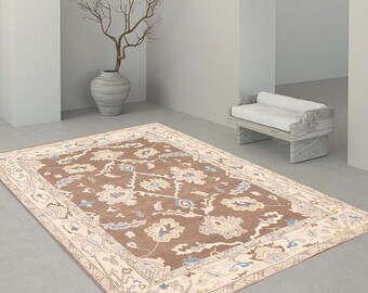 8x10 Brown Vintage Rug, Oversize Vintage Rug, Large Area Rug, 8x10, Handmade Wool Turkish, 8x10 Rug, 8x10 Vintage Rugs For Living Room 58s