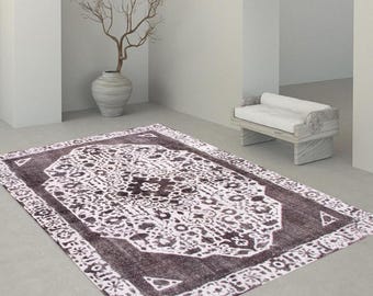 8x10 Oversize Vintage Rug, Large Area Rug, 8x10 Rug, Handmade Wool Rug, 8x10 Area Rug, Gray & White Carpet, 8x10 Vintage Rug, Antique 58s