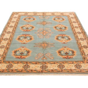 9x12 Light Blue Soft Oushak Rug, 9x12 Oversize Oushak Rug Large Area Rug Handmade Wool Oushak Rug 9x12 Area Rug 9x12 Vintage Rug Living Room