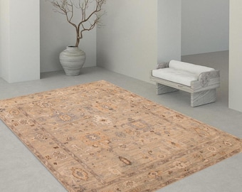 8x10 Neutral Vintage Rug, 8x10 Oversized Vintage Rug, Large Area Rug, 8x10, Wool Handmade Oushak, 8x10 Rugs, Vintage Rug 8x10, Antique 60s
