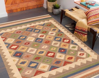 6x8 Blue Gray Kilim Rug, 6x8 Kilim Rug, 6x8 Rug, Wool Handmade Jute Kilim, 6x8 Area Rug, Housewarming Gift, Nordic Decor Rug, Antique Rug