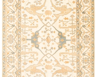 6x9 Area Rug, 6x9 Modern Oushak, 6x9 Soft Pastel Oushak Rug, 6x9, Wool Handmade Oushak, 6x9 Rugs, Floral Botanical Style, Oushak 6x9 Rug
