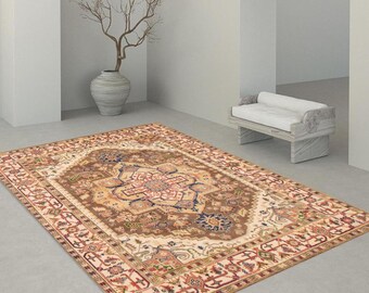 8x10 Turkish Rug, Oversize Turkish Rug, Large Area Rug, 8x10, Handmade Wool Oushak, 8x10 Rug, Brown Blue Carpet, 8x10 Vintage Rug, Antique