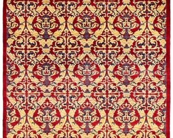 6x6 Area Rug, 6x6 Square Turkish, 6x6 Square Vintage Turkish Rug, 6x6, Oushak Handmade Wool Rug, 6x6 Rugs, Red Yellow Carpet, Antique 60s