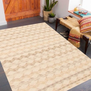 5x8 Area Rug, 5x8 Jute Kilim Rug, 5x8 Cream & Gray Kilim Rug, 5x8 Rug, Handmade Wool Jute Kilim Rug, 5x8 Kilim Rug, Mid Century Modern, 60s