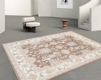 8x10 Oriental Brown Vintage Rug, 8x10 Oversize Vintage Rug, Large Area Rug, 8x10, Handmade Wool Oushak, 8x10 Rug, Brown Beige Vintage, 60s