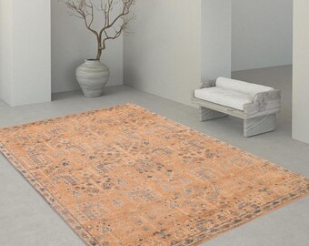 8x10 Vintage Area Rug, Oversize Vintage Rug, Large Area Rug, 8x10, Handmade Wool Rug, 8x10 Rug, Hazelnut Brown Rug, Vintage Rug 8x10, 59s