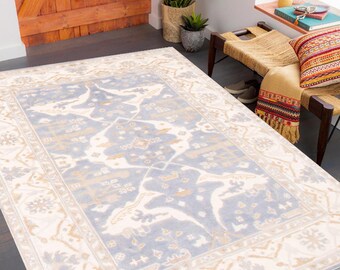 6x8 Light Blue Soft Oushak Rug, 6x8 Oushak Rug, 6x8 Rug, Wool Handmade Oushak, 6x8 Area Rug, Oriental Style, 6x8 Vintage Rugs For Bedroom
