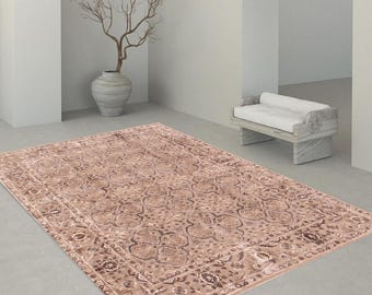 8x10 Silk Vintage Rug, Oversize Silk Rug, Large Area Rug, 8x10 Rug, Handknotted Silk Rug, 8x10 Area Rug, Brown Gray Vintage Rug, Antique 60s