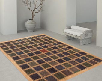 8x10 Kilim Rug, 8x10 Oversized Kilim Rug, Large Area Rug, 8x10 Rug, Handmade Wool Jute Kilim, 8x10 Area Rug, Green & Blue Kilim, Antique 66s
