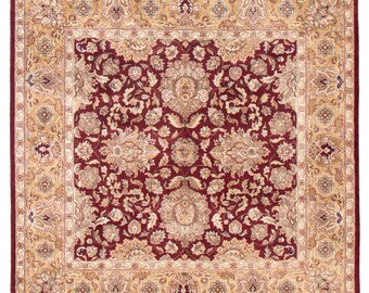 8x8 Rug 8x8 Vintage Rug 8x8 SQUARE TURKISH VINTAGE Rug 8x8 Square Handmade Rug 8x8 Area Rug Wine Red & Cream Vintage Rug Rug For Living Room