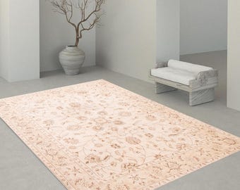 8x10 Vintage Rug, 8x10 Oversize Vintage Rug, Large Area Rug, 8x10, Handmade Wool Turkish Rug, 8x10 Rugs, Brown Beige Rug, Vintage Rug 8x10